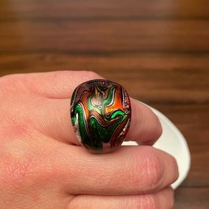 Vibrant Multicolored Oversized Glass Ring
